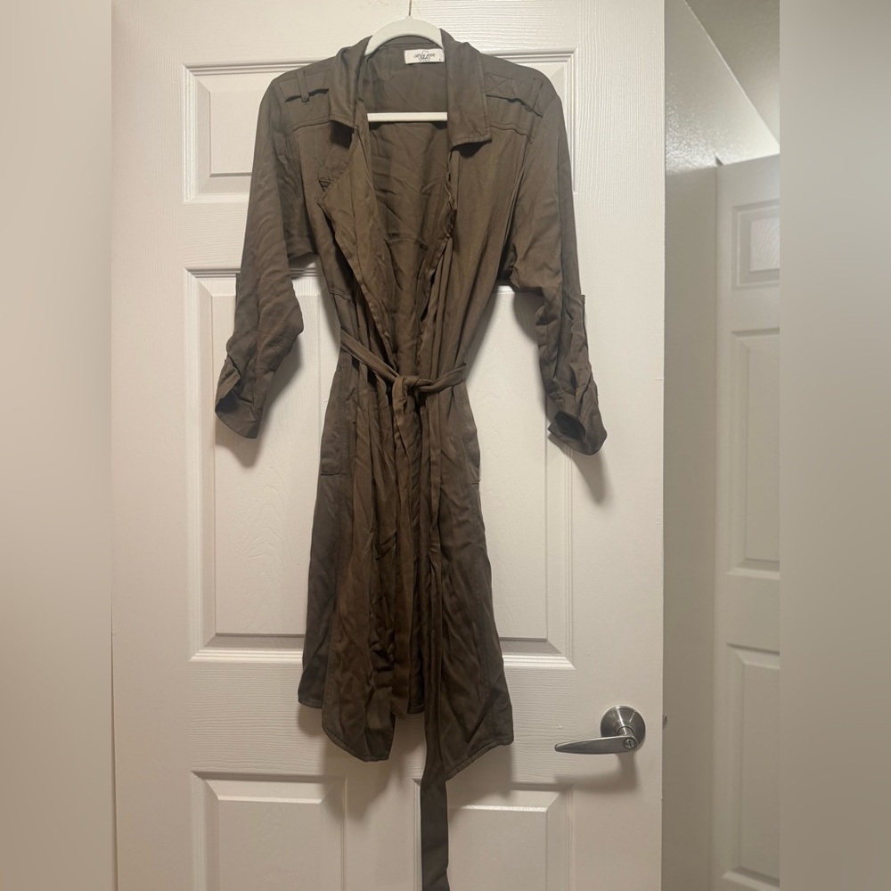 Carly Jean Los Angeles Olive Green Trench
